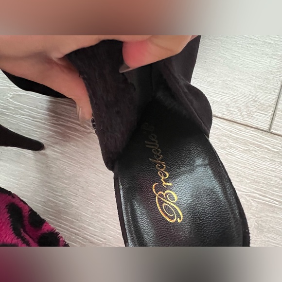 Black Lace up high knee boots with open toe - Picture 6 of 7